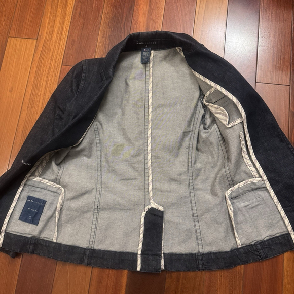 Marc Jacobs One Button Denim Jacket Blazer Size:4 Navy Vent Women Cotton - Picture 9 of 16